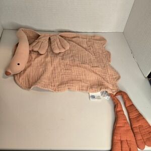 Lulu Moon Flamingo Pink Lovey Baby Security Blanket Muslin Cotton 25x11"